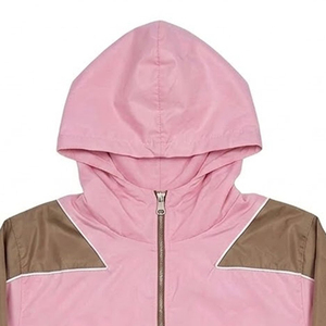 Wholesales Custom Logo Pink Brown Panels Men's 100% Polyester Knitted <b>Wind</b> <b>Breaker</b> Sets Trousers Summer Quick Dry Stylish - Product Image 6