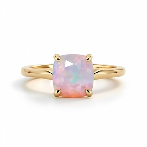 Bague de mode en or massif 10K avec opale facettée pour femme, bijoux fins, fabricant OEM personnalisé - Product Image 5