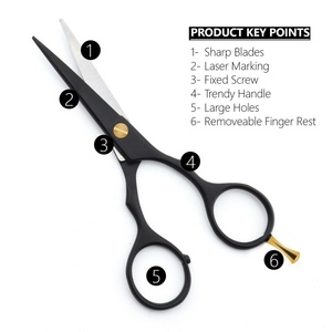 Tijeras Profesionales de Peluquería de 6 Pulgadas, Color Negro Mate, Mango de Acero Inoxidable, Suministros de Salón para Belleza - Product Image 2