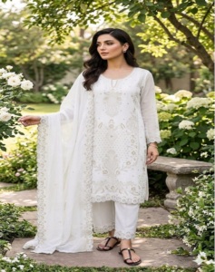 2026 O-Neck Solid Woven Currency Silk Cute 3-Piece Knee-Length Work Kurti Plazzo Dupatta Full Sleeves Waist <b>Elastic</b> <b>Belt</b> - Product Image 1