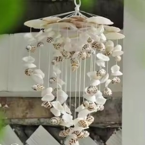 กระดิ่งลมเปลือกหอยธรรมชาติทำมือ ของตกแต่งบ้านสไตล์ชายฝั่ง กระดิ่งลมเปลือกหอยแขวนสำหรับตกแต่งสวน ระเบียง ลานบ้าน - Product Image 6
