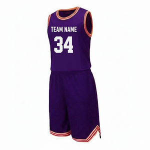 Custom Purple Basketball Jersey Set Sleeveless Sublimated Team Name 34 Unisex Adult Athletic Wear <b>Mesh</b> Fabric - Product Image 3