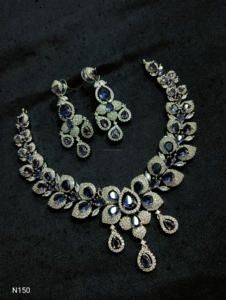 Conjunto de joyería nupcial de diamante americano clásico, collar y pendientes de dos piezas para boda, estilo clásico de moda - Product Image 4