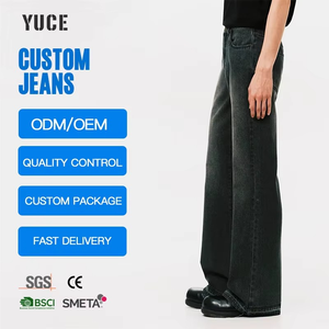 YUCE 2026 Jeans Baggy Personalizados, Diseño Clásico de 5 Bolsillos, Lavado a la Piedra Vintage, Cintura Media, Vaqueros Acampanados para Hombre - Product Image 2