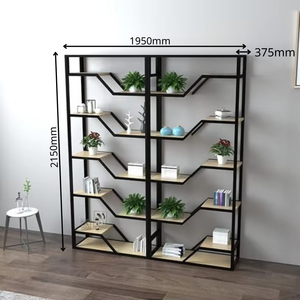 Estantería Metálica Industrial Moderna con Estantes en Zigzag, Estante de Almacenamiento Independiente para Sala de Estar, Oficina, Decoración de Interiores del Hogar - Product Image 2