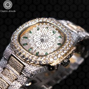 Montre de luxe pour homme Charm_Jewels avec diamants, bracelet en acier inoxydable, mouvement mécanique, cadran de 40 mm, date automatique luminescente, étanche 10 bars - Product Image 3
