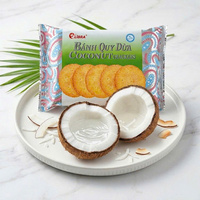 Biscuits de noix de coco semi-mous, ronds et sucrés, 160g, en vrac, Vietnam, 10 paquets, emballage privé, fournisseur, durée de conservation de 12 mois