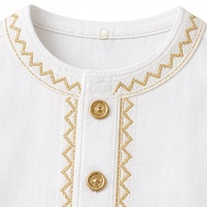 Baby Boys White Thobe with Gold Embroidery Long Sleeve <b>Islamic</b> Jubba Kandura Toddler Muslim Eid Ramadan <b>Clothing</b> - Product Image 6