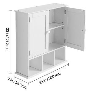 Armadietto da Bagno a Parete con 2 Ante e Ripiani Regolabili, Organizzatore per Medicinali e Accessori da Toilette, Contenitore Sospeso per Cucina - Product Image 2