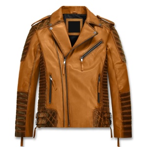 Men Bomber Leather Jacket with Front Zip Pockets Stylish Winter Outerwear Leather Jackets for Men's - Product Image 1