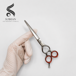 Ciseaux de barbier en acier inoxydable, ciseaux professionnels manuels pour barbier, manche rouge, ciseaux de coupe de cheveux pour logo personnalisé - Product Image 5
