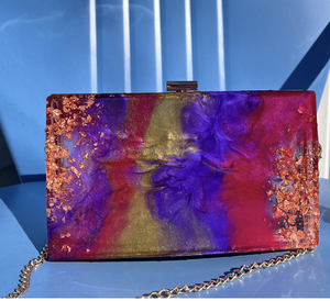 Bolsos de noche de cristal de lujo para mujer, bolso de mano de resina para cena con patrón de modelo para regalos en India - Product Image 1