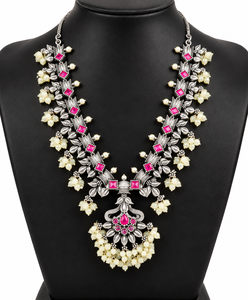 Proveedor Confiable, Juego de Collar con Circonitas y Patrón de Latón, Chapado en Platino para Mujer, Joyería Moderna para Bodas y Aniversarios - Product Image 6
