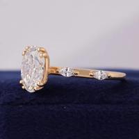 Anillo de Compromiso con Diamante Ovalado Cultivado en Laboratorio, Certificado por IGI, con Piedras de Acento Marquise de 0.35ct VS1, Diseño Vintage, Plata 925