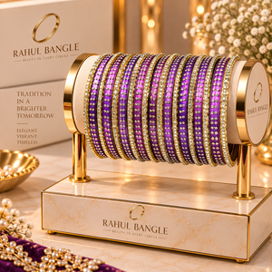 Choix Parfait pour les Femmes : Bijoux de Mariage en Gros, Bracelets en Aluminium Kasmiri Violet, Bracelet de Luxe Plaqué Or avec Pierres Scintillantes - Product Image 2