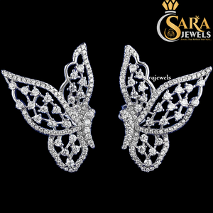 Pendientes de Mariposa de Moissanita, Plata 925 con Baño de Rodio, Corte Brillante Redondo, Engaste de Garra, Joyería Romántica para Mujer de la India - Product Image 2