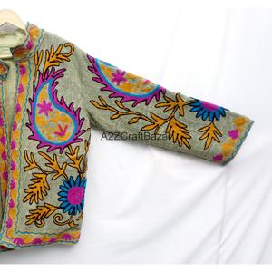 A2ZCraftBazar Handmade Eco-Friendly Stunning Indian Cotton Embroidered Floral Suzani Jacket Soft Hand Embroidery <b>Women's</b> <b>Coat</b> - Product Image 2