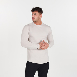 Custom <b>Men's</b> <b>Collarless</b> High Street Summer Long Sleeve Boxy T-<b>Shirt</b> 100% Cotton Jersey Anti-Pilling Knitted Eco-Friendly Quick - Product Image 1