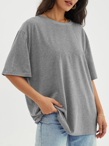 Camisetas de Algodón Grueso para Mujer, Camiseta Informal para Mujer, Camiseta Extra Grande para Mujer, Transpirable, 100% Algodón, Precio Económico - Product Image 4