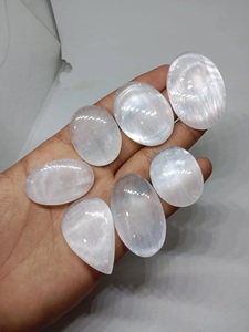 Cabochon en sélénite de qualité supérieure, pierre précieuse blanche en vrac, cristal pur et clair de haute qualité, blanc pour la fabrication de bijoux. - Product Image 2