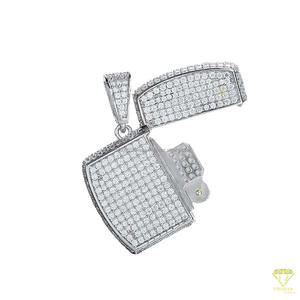 Designer <b>Lighter</b> Pendant Necklace In Sterling Silver With Brilliant Lab Grown Diamond Shine Hip Hop Jewelry - Product Image 2