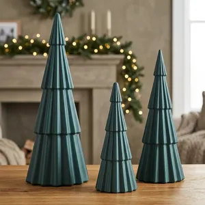 <b>Modern</b> Handmade Resin <b>Christmas</b> <b>Tree</b> Set Miniature Pine Shape Green Indoor Tabletop Decor Durable Easy Installation Waterproof - Product Image 3