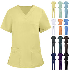 Conjunto de Uniformes Médicos al por Mayor, Cuello en V Elástico, Uniforme de Enfermera, Blusa de Manga Corta para Doctor y Pantalones Jogger, para Hospital, Clínica Dental - Product Image 1