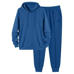 Unisex <b>Black</b> Hooded Tracksuit Set Full Sleeve Solid Color Cotton Casual Wear With Drawstring Closure And Side Pockets Autumn - Product Image 4