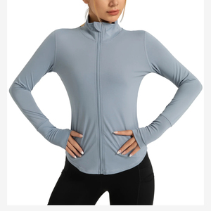 <b>Yoga</b> <b>Jacket</b> Women's Custom Logo Gym & Sport Use Top Breathable Slim Full Zip <b>Jacket</b> With Stand Collar Casual Look <b>Yoga</b> <b>Jacket</b> - Product Image 4