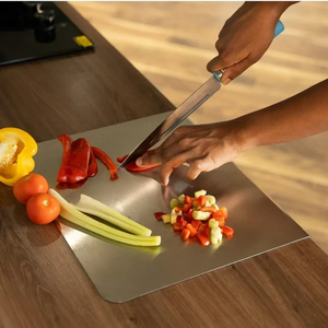 Tabla de cortar personalizada de acero inoxidable para preparar alimentos, cortar verduras, frutas, etc. - Product Image 5