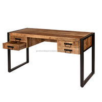 Table console industrielle moderne en bois et fer, bureau, meuble de rangement, design modulaire, taille personnalisable