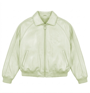 New Fashion Sherpa Collar Winter Leather <b>Jacket</b> Men's Custom Leather Bomber <b>Jacket</b> - Product Image 2