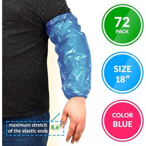 72 Pack maniche protettive in vinile blu 18 'manicotti monouso antiolio 6 Mil spessore del gomito elasticizzato del polso - Product Image 2