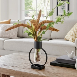 Geometric Metal Frame Glass Tube <b>Bud</b> <b>Vase</b> Modern Minimalist Tabletop Flower Planter Home Decor Floral Centerpiece Wholesale - Product Image 1