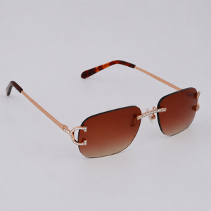 Gafas de Sol de Lujo de Alta Calidad, Marca Reconocida, para Hombre, Sin Montura, Metálicas, Lentes Coloridas, Estilo Vintage, con Moissanita - Product Image 2