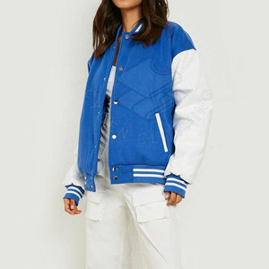 Blouson universitaire tricoté en crochet pour femme, haut de gamme, uni, hiver, avec poignets côtelés, léger, décontracté pour usage quotidien, logo frontal - Product Image 4