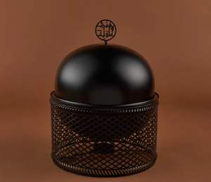 Cesta de Pan de Acero Inoxidable de Lujo con Tapa de Cúpula, Acabado Negro, Cesta para Servir Buffet, Almacenamiento para Mesa de Hotel o Restaurante - Product Image 1