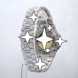 Montre de luxe en acier inoxydable avec cadran rose et accents de diamants, boîtier rond, mouvement à remontage manuel, fermoir pliant - Product Image 3