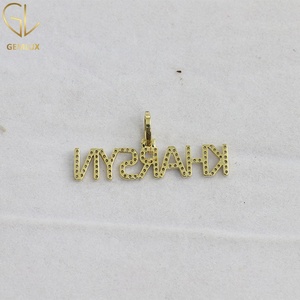 Bling Bling Round Moissanite Letter Name Pendant, Customize Pass Diamond Tester VVS Moissanite Gold Plated Letter Name Pendant - Product Image 2