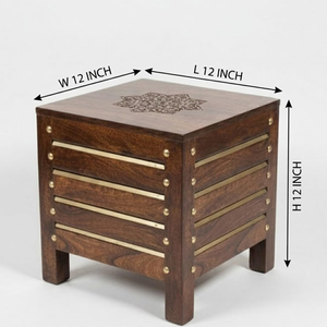 Hermoso Taburete de Madera Hecho a Mano, Taburete de Madera Maciza para Sala de Estar, Dormitorio, Cocina y Muebles Rústicos de Interior - Product Image 2