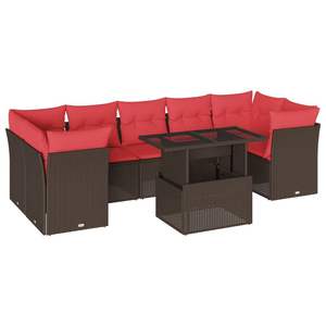 8 Piece Brown Poly <b>Rattan</b> Garden <b>Sofa</b> Set With Cushions Outdoor Furniture Contemporary Design - Product Image 4