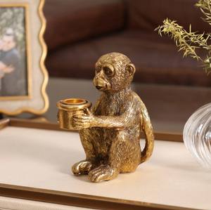Candelabro de Lujo de Latón Dorado Antiguo con Forma de Mono, Hecho a Mano, Ecológico, Resistente al Calor, Duradero, Decoración para el Hogar - Product Image 2
