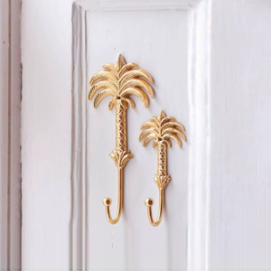 Gold Palm Tree Wall <b>Hook</b> Set Metal Tropical <b>Plant</b> Shaped Coat Hanger Decorative Single <b>Hook</b> For Entryway Kitchen Bathroom Home - Product Image 1