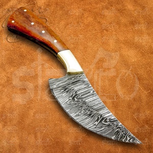 OEM Custom Handmade Damascus Steel Hunting Skinner Full Tang Fixed Blade Color Bone Handle Camping Outdoor Tactical Knife - Product Image 2