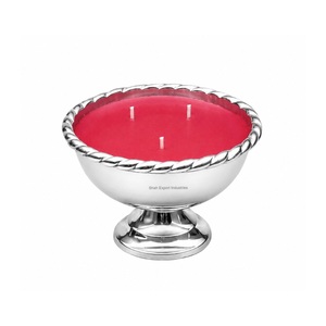 Silver Metal <b>Candle</b> Empty Bowl for <b>Candle</b> Making Decorative <b>Candle</b> Holder Pedestal Centerpiece for Tabletop Home Decor <b>candle</b> - Product Image 5