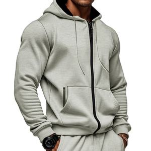 Sweat-shirt à capuche en molleton tricoté confortable pour homme, fermeture éclair, chemise de sport à manches longues, saison hivernale - Product Image 3