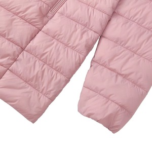 Pink Hooded Puffer <b>Jacket</b> <b>Long</b> Length Zipper Closure Windproof Casual Winter Wear Solid Color Eco-friendly Unisex Finished Front - Product Image 6