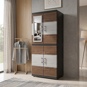 Naiba Modern Wardrobe <b>Cabinet</b> with Mirror Flat Panel Doors <b>Lockable</b> Storage for Bedroom Furniture Freestanding Design - Product Image 1