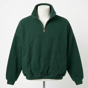 Sudadera Personalizada Premium de Alta Calidad, Color Verde Bosque, con Cierre de Media Cremallera |   Sudadera de Cuello Alto en Felpa de Algodón de 450 g/m² |   Ropa Urbana de Lujo OEM - Product Image 1