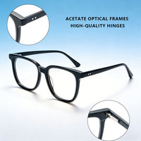 Montures de lunettes optiques personnalisées avec logo, montures de lunettes en acétate transparent pour hommes et femmes, anti-lumière bleue, montures de lunettes carrées en acétate